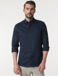 Check Cotton Rich Button Down Collar Shirt