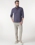 Check Cotton Rich Button Down Collar Shirt