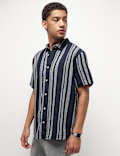 Cotton Linen Blend Striped Shirt