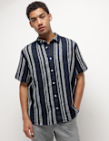 Cotton Linen Blend Striped Shirt