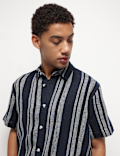 Cotton Linen Blend Striped Shirt