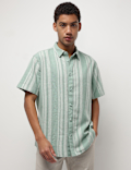 Cotton Linen Blend Striped Shirt