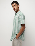 Cotton Linen Blend Striped Shirt