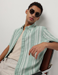 Cotton Linen Blend Striped Shirt