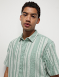 Cotton Linen Blend Striped Shirt