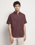 Linen Rich Short Sleeves Relaxed Fit Shirt