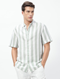 Linen Rich Relaxed Fit Stripes Shirt