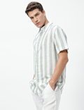 Linen Rich Relaxed Fit Stripes Shirt