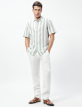 Linen Rich Relaxed Fit Stripes Shirt