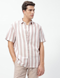 Linen Rich Relaxed Fit Stripes Shirt