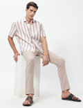 Linen Rich Relaxed Fit Stripes Shirt