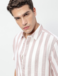 Linen Rich Relaxed Fit Stripes Shirt