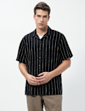 Linen Rich Relaxed Fit Striped Shirt