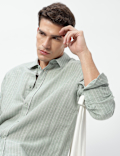 Linen Rich Relaxed Fit Stripes Shirt