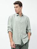 Linen Rich Relaxed Fit Stripes Shirt