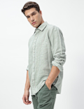 Linen Rich Relaxed Fit Stripes Shirt