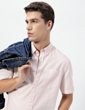 Pure Cotton Checks Button-Down Collar Shirt