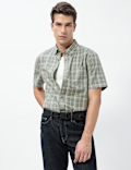 Pure Cotton Checks Short Sleeves Shirt