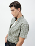 Pure Cotton Checks Short Sleeves Shirt