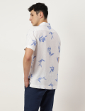Linen Mix Printed Spread Collar Shirt