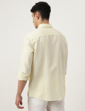 Linen Mix Striped Spread Collar Shirt