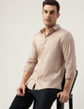 Cotton Mix Solid Slim Fit  Shirt