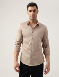 Cotton Mix Solid Slim Fit  Shirt