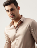 Cotton Mix Solid Slim Fit  Shirt