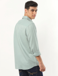 Linen Mix Plain Spread Collar Shirt