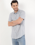 Pure Linen Striped Spread Collar Shirt