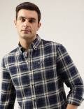 Regular Fit Pure Cotton Checks Button Down Collar Shirt