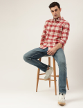 Regular Fit Pure Cotton Checks Button Down Collar Shirt