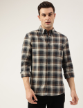Regular Fit Pure Cotton Checks Button Down Collar Shirt