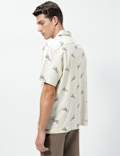 Linen Rich Printed Cuban Collar Shirt
