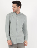 Pure Cotton Plain Button Down Collar Shirt