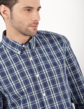 Cotton Checked Button Down Collar Shirt