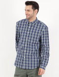 Cotton Checked Button Down Collar Shirt