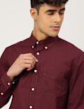 Pure Cotton Plain Collared Shirt