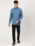 Pure Cotton Plain Collared Shirt