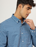 Pure Cotton Striped Buttondown Collar Shirt