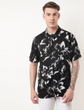 Pure Viscose Floral Spread Collar Shirt