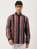 Flannel Brushed Cotton Stripe Shirt