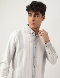 Flannel Brushed Cotton Stripe Shirt