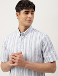 Cotton Mix Printed Buttondown Collar Shirt