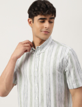 Cotton Mix Printed Buttondown Collar Shirt