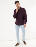 Linen Mix Plain Spread Collar Shirt