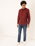 Linen Mix Plain Spread Collar Shirt