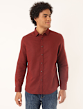 Linen Mix Plain Spread Collar Shirt