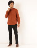 Linen Mix Plain Spread Collar Shirt