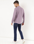 Linen Mix Plain Mandarin Collar Shirt